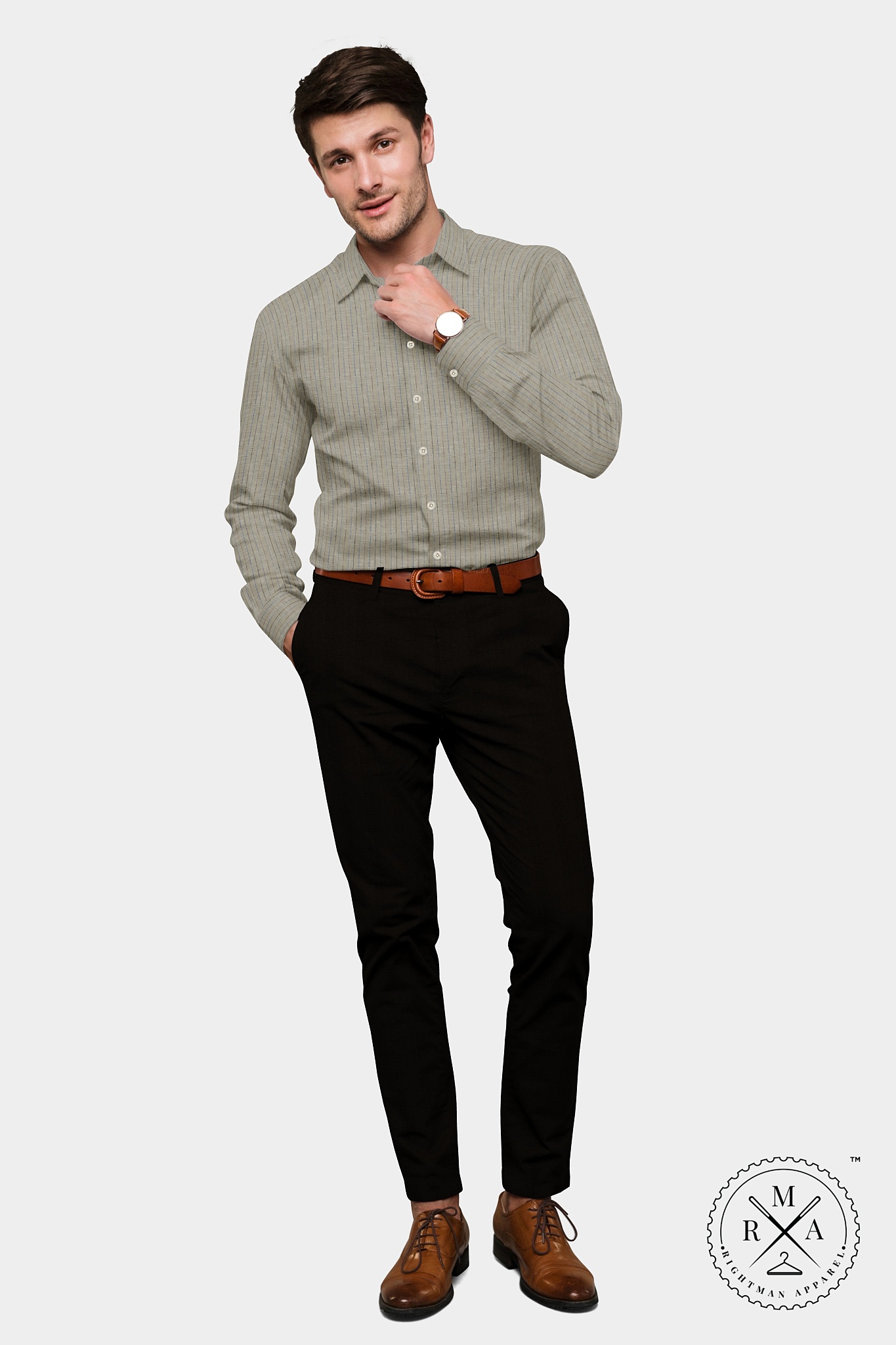Light Brown With Multicoloured Lining Shirt SH372